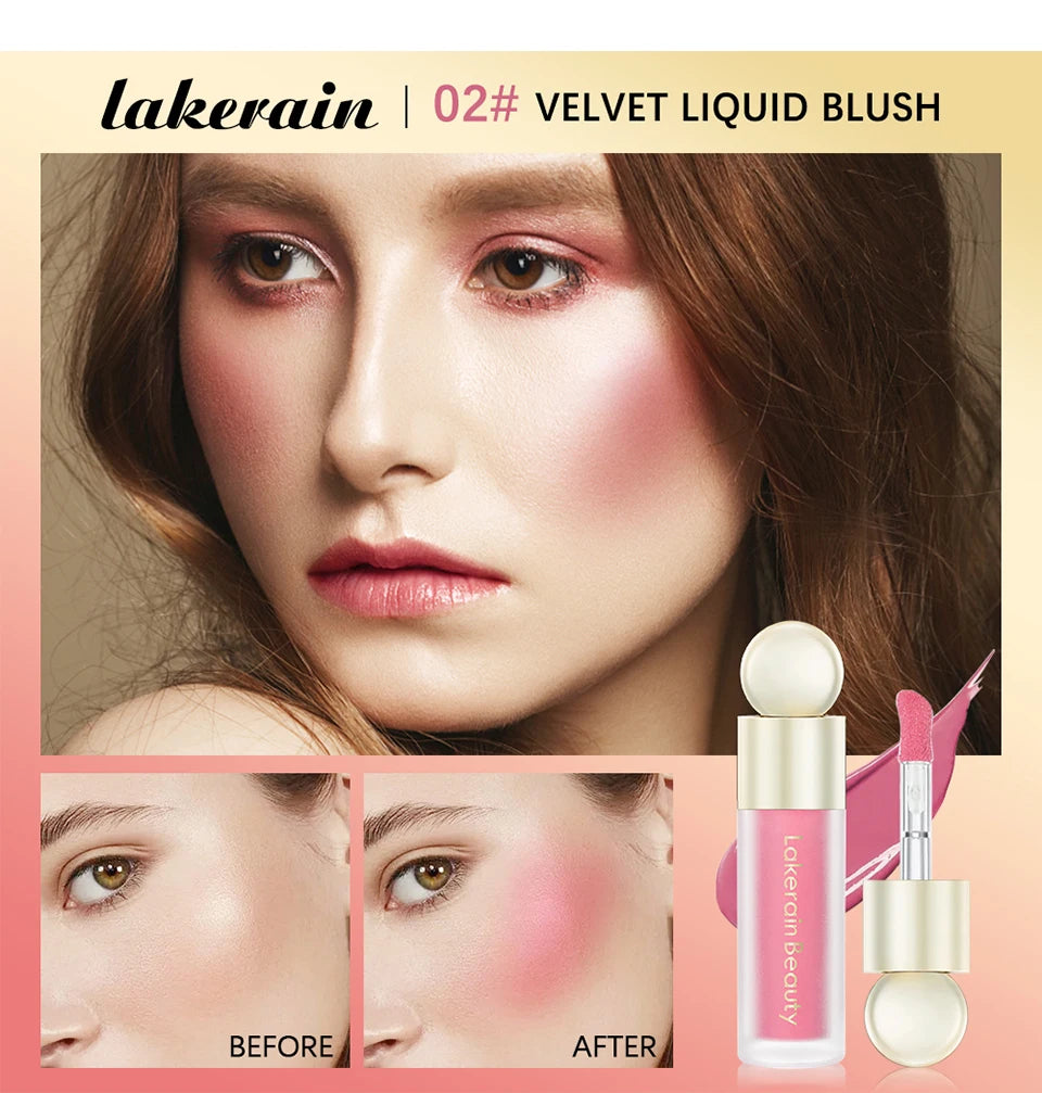 7.5ml Matte Liquid Blush Velvet Blusher Orange Peach Face Pigment Lasting Beauty Natural Cheek Tint Cream Waterproof Blush