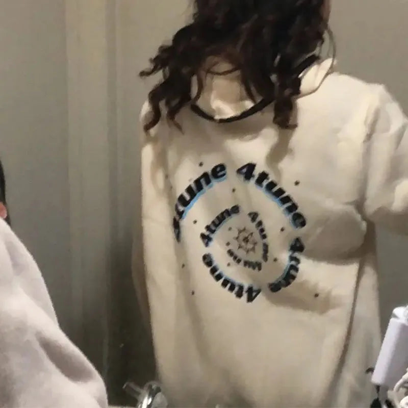 2023 Autumn and Winter Harajuku Hooded Coat Y2k Street Girl Boy Thicken Jacket Top Funny Star Pattern Pullover Hoodie