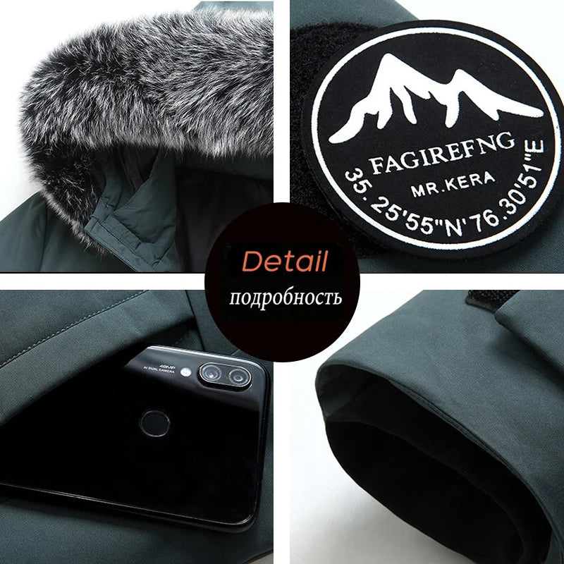 2023 Autumn Winter Men Windproof Down Jacket Coats Mens Warm White Duck Down Hooded Jacket Parkas Multi Pockets Overcoat Male