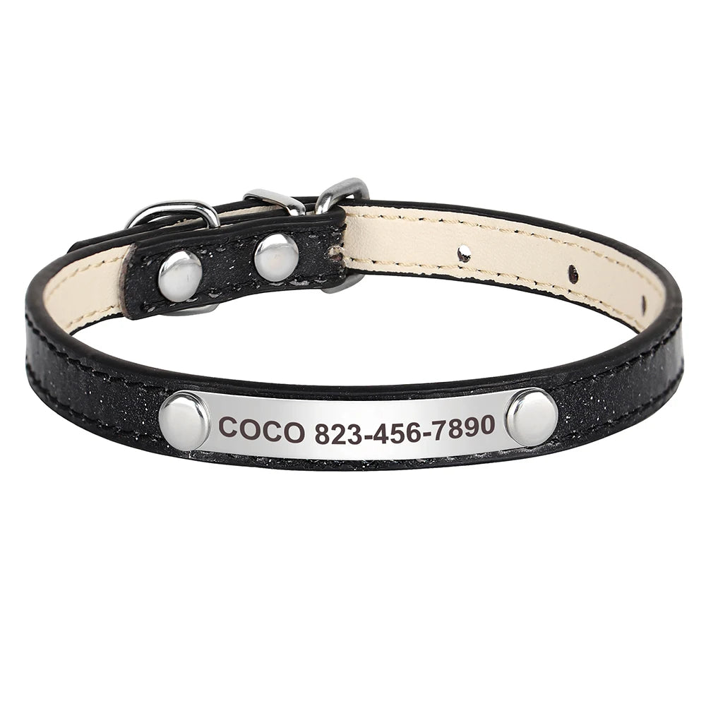 Anti-lost Cat ID Collar Personalized Puppy Cat Collars Necklace Free Engraved ID Name Tag For Kitten Cats Small Dogs Bling