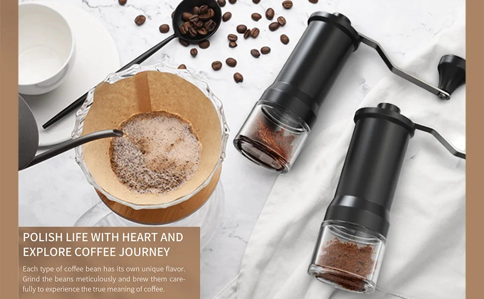 Manual Coffee Grinder Adjustable Fine Coarse Ceramics Conical Burr Hand Coffee Grinder Mill Convenient for Home Office Travel