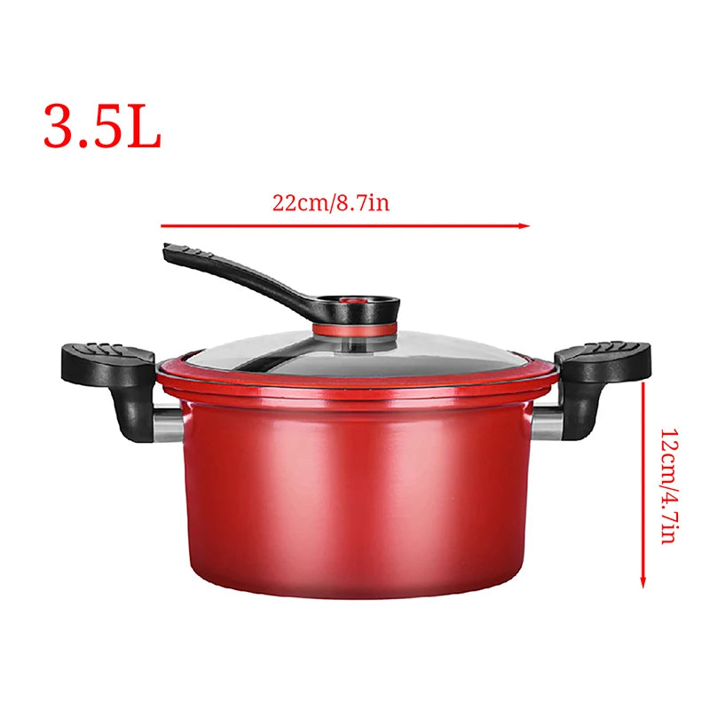 Advanced Red Thick 3.5L Non stick Pressure Pot with Micro Pressure Multi purpose Soup and Cooking Pot for Home and Kitchen -1Pcs