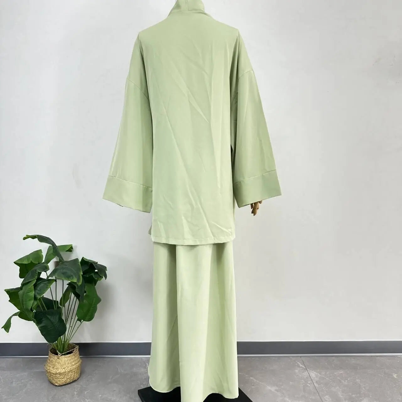 Eid Muslim Suit Modest Two Piece Women Lace Up Top Skirt Outfits Ramadan Morocco Dubai Abayas Ensemble Islam Arab Jalabiya