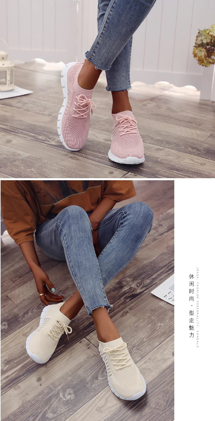 Women Mesh Breathable Shoes Slip on Flat Shoes Woman Tenis Ladies Casual Shoes Walking Footwear Sneakers Womens Vulcanize Shoes