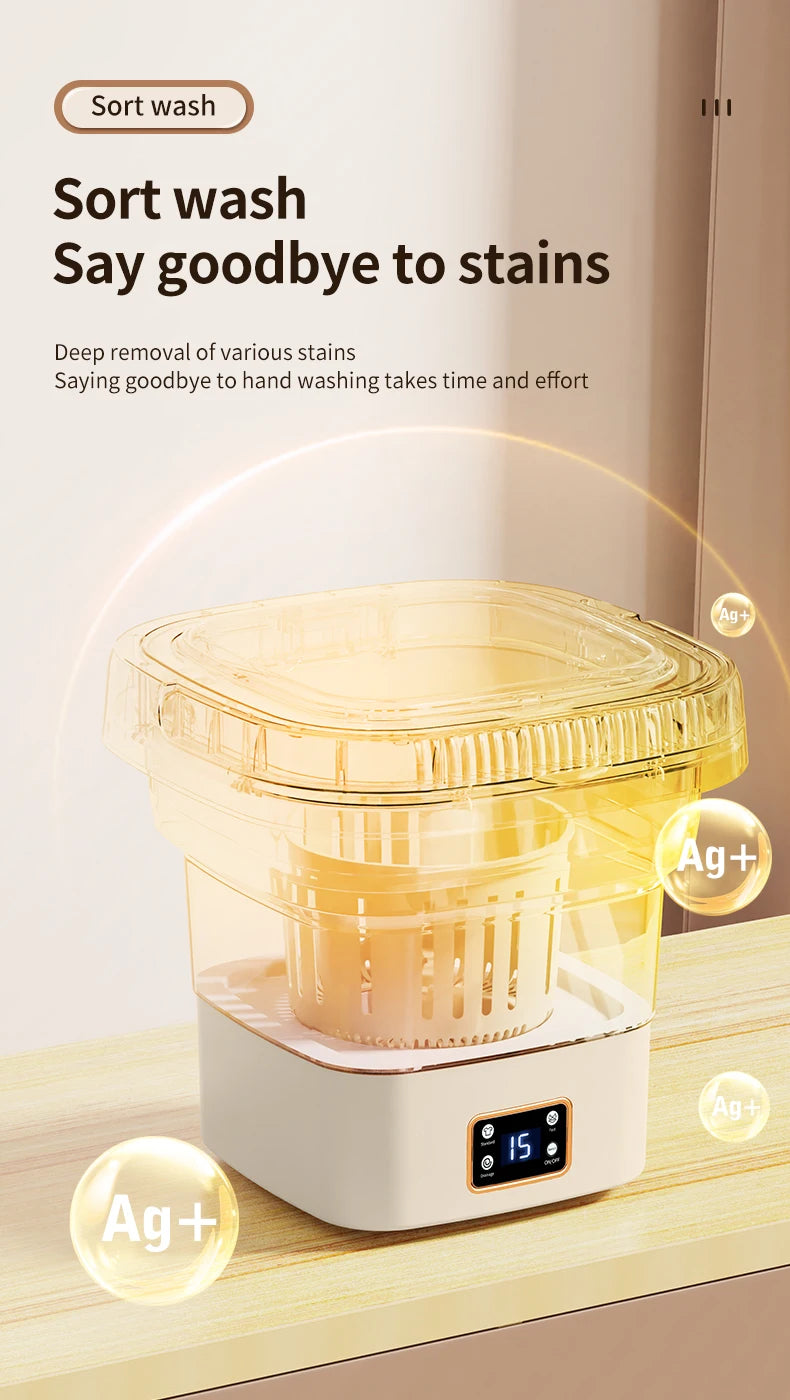 Folding washing machine 9L large capacity portable mini small washing machine underwear socks retractable automatic washing