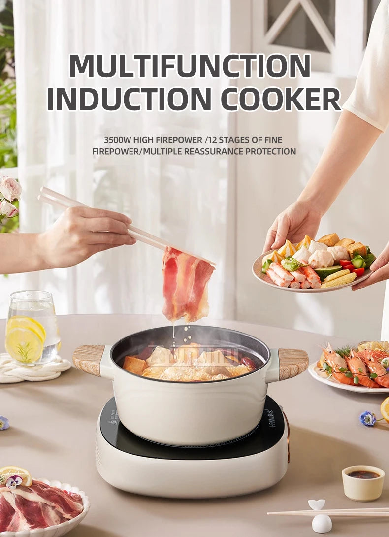 Smart Induction Cooker 3500W Electric Heating Furnace Water Boiler Cooking Plate Fogao