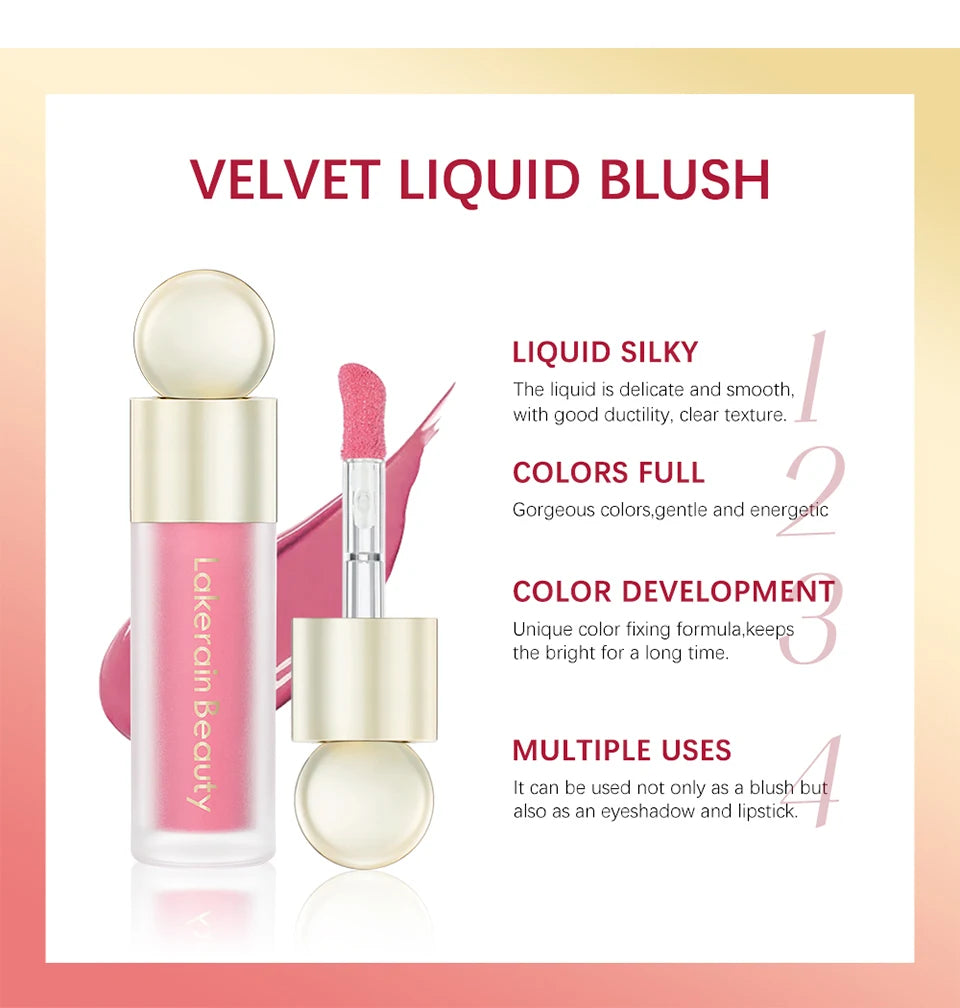 7.5ml Matte Liquid Blush Velvet Blusher Orange Peach Face Pigment Lasting Beauty Natural Cheek Tint Cream Waterproof Blush