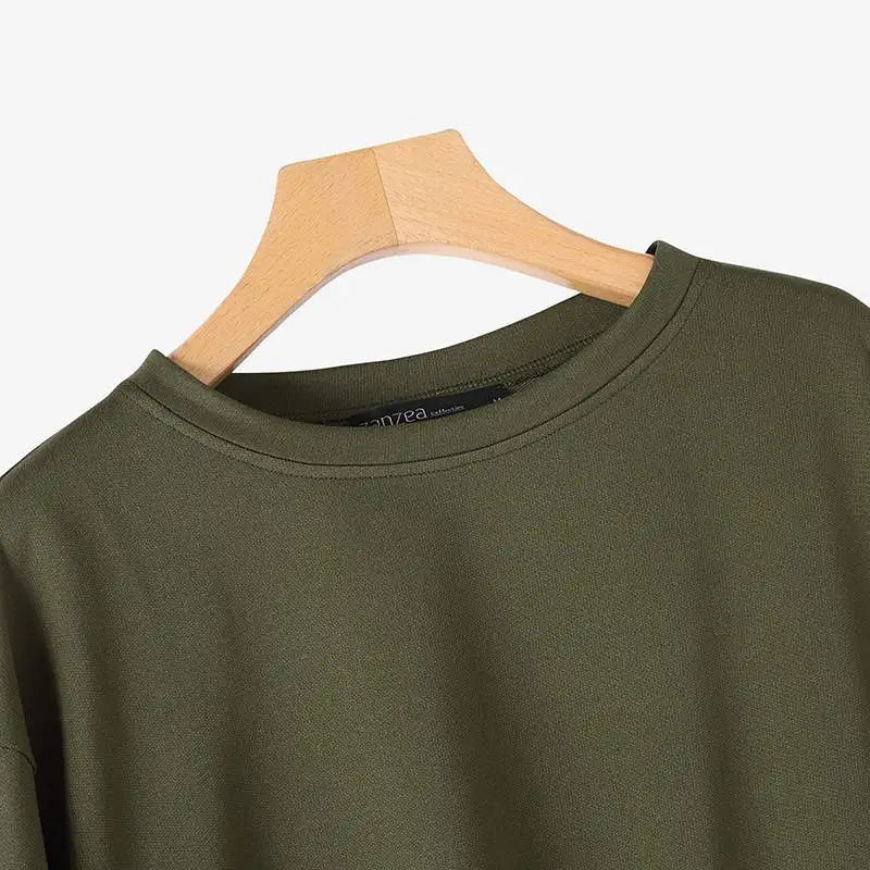 ZANZEA Fashion Split Hem Pullover Woman Casual Solid Sweatshirts Spring Long Sleeve O-Neck Tunic Tops Vintage Loose Hoodies 204