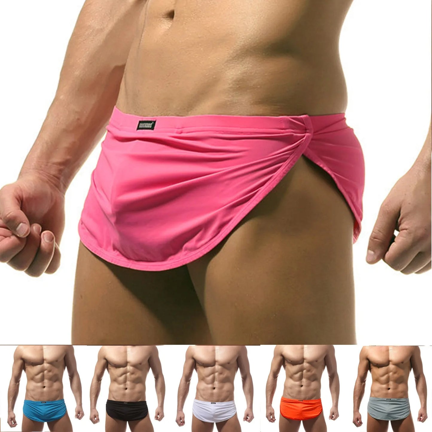 Men's Solid Boxer Shorts Skirt Towel Sweat Underpant Homewear Sexy Pajama Sports Vintage Sleepwear Lounge Panties