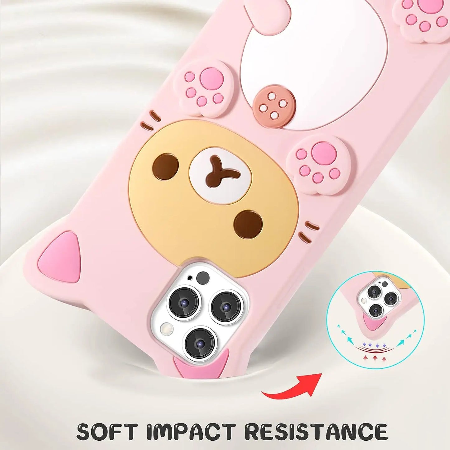 Rilakkuma Cat Bear For iPhone 16 15 14 13 12 11 Pro Max Xs XR 6 7 8 Silicone Soft Cover Case