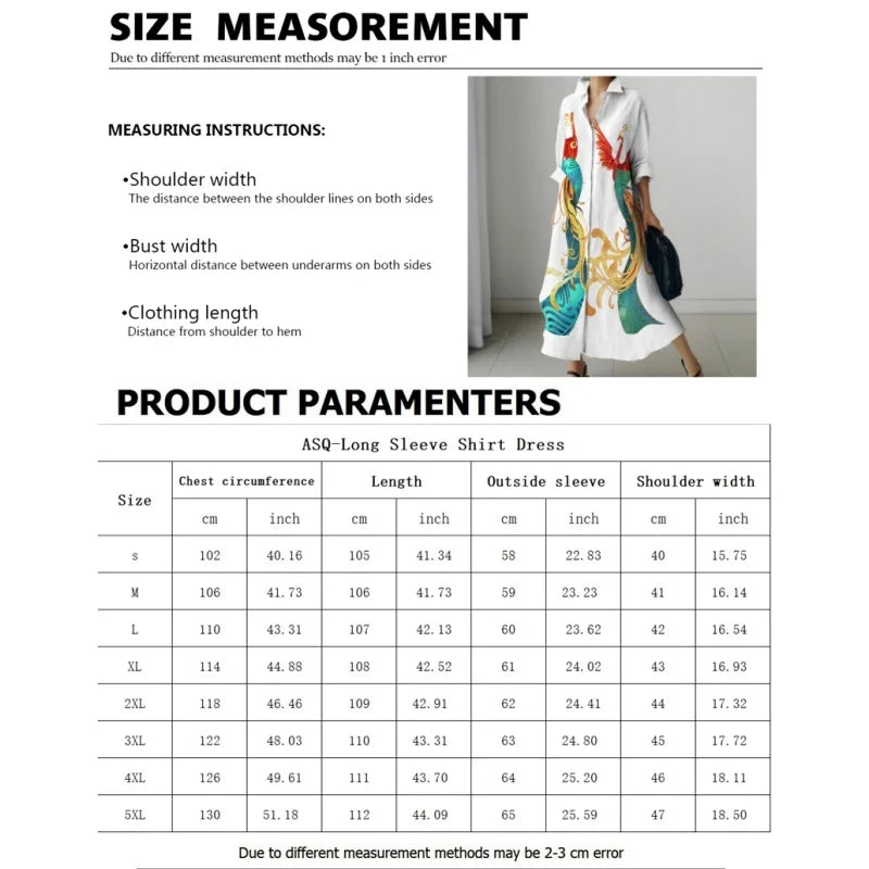 Womens Fashion Retro Splicing Printed Long-sleeved Dresses Fall And Winter Single-breasted Loose Dresses New Lapel Shirt Dresses