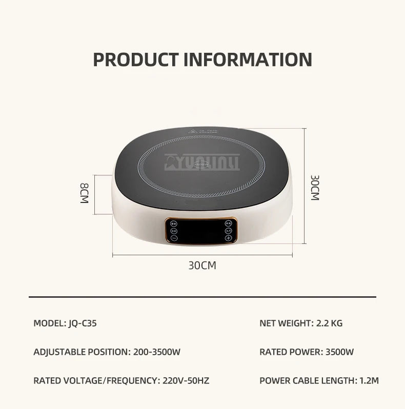 Smart Induction Cooker 3500W Electric Heating Furnace Water Boiler Cooking Plate Fogao