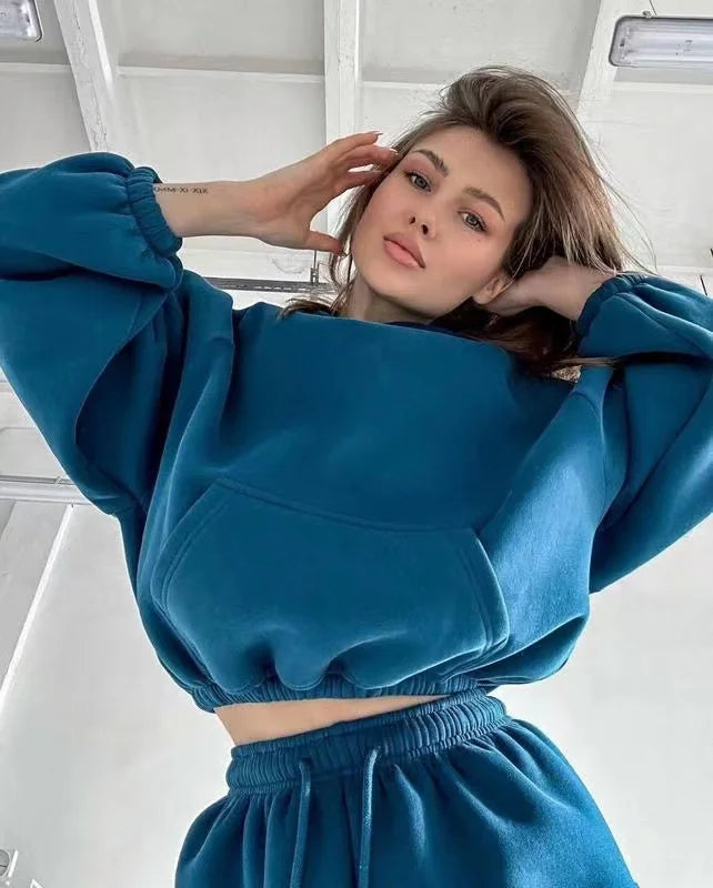2024 Autumn Hoodies And Pants Hoodies Set Clothes Women Two Pieces Sweatshirts Trousers Sets For Female Elegant Clothing Winter