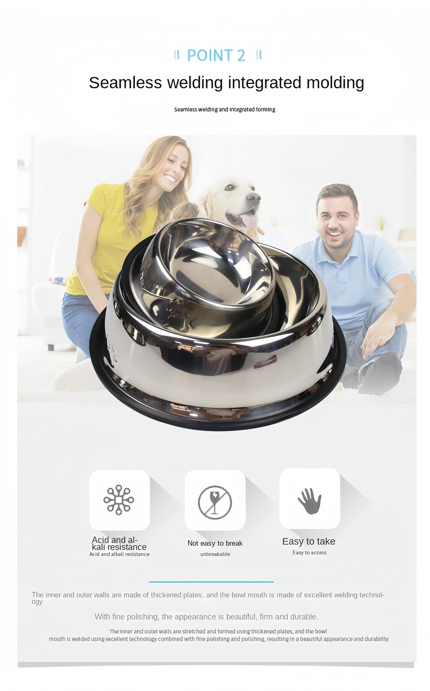 Pet Dog Cat Stainless Steel Bowl Pet Feeding Bowl Cat and Dog Drinking Bowl Metal Feeder Bowl Durable Easy To Clean 6 Sizes