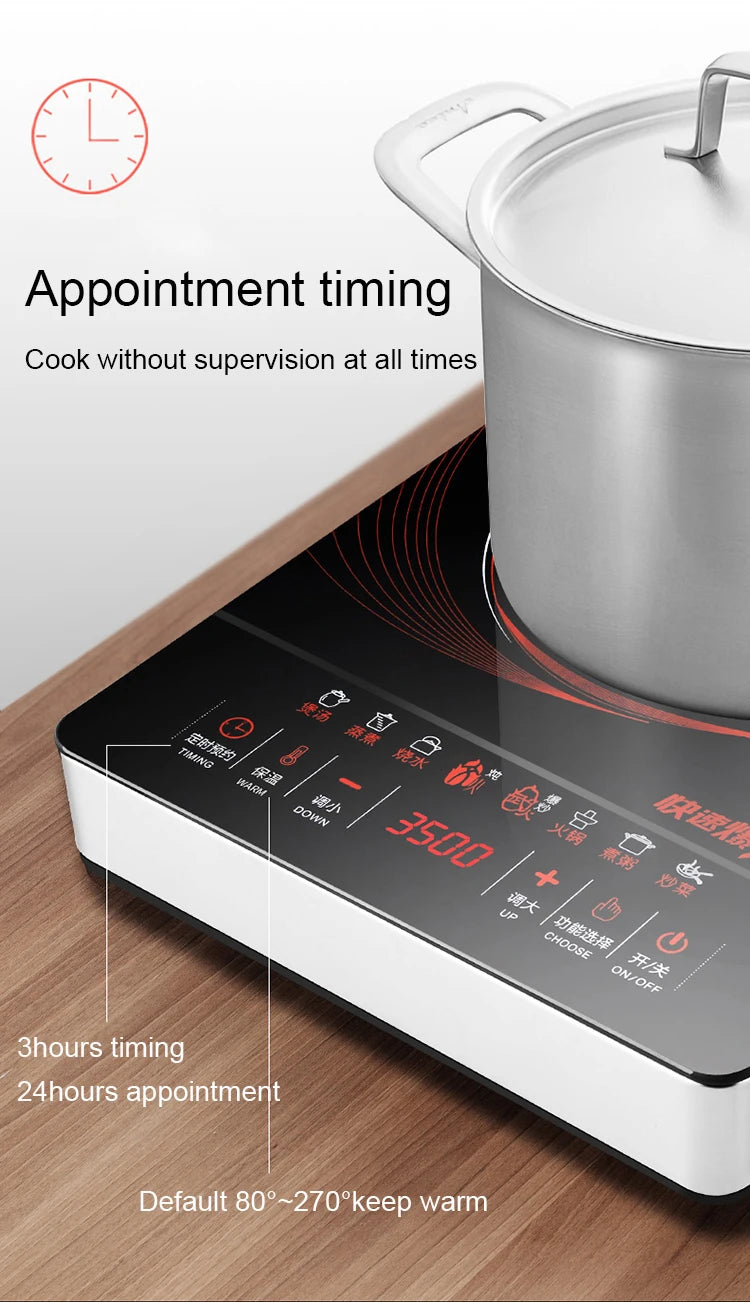 3500W High Power Electric Magnetic Induction Cooker Waterproof Hot Pot Oven Furnace Cooking Stove Kitchen Heater Cooktop