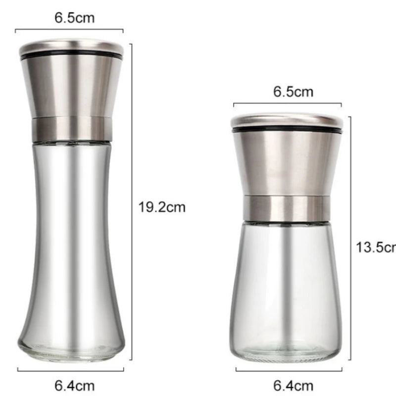 180/200ML Black Pepper Grinder with Stainless Steel Mill Manual Spice Glass Salt and Pepper Grinder Machine for Household