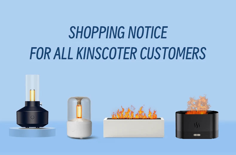 KINSCOTER Essential Oil Aroma Diffuser Flame Air Humidifier Ultrasonic Cool Mist Difusor with RGB Realistic Fire Night Light