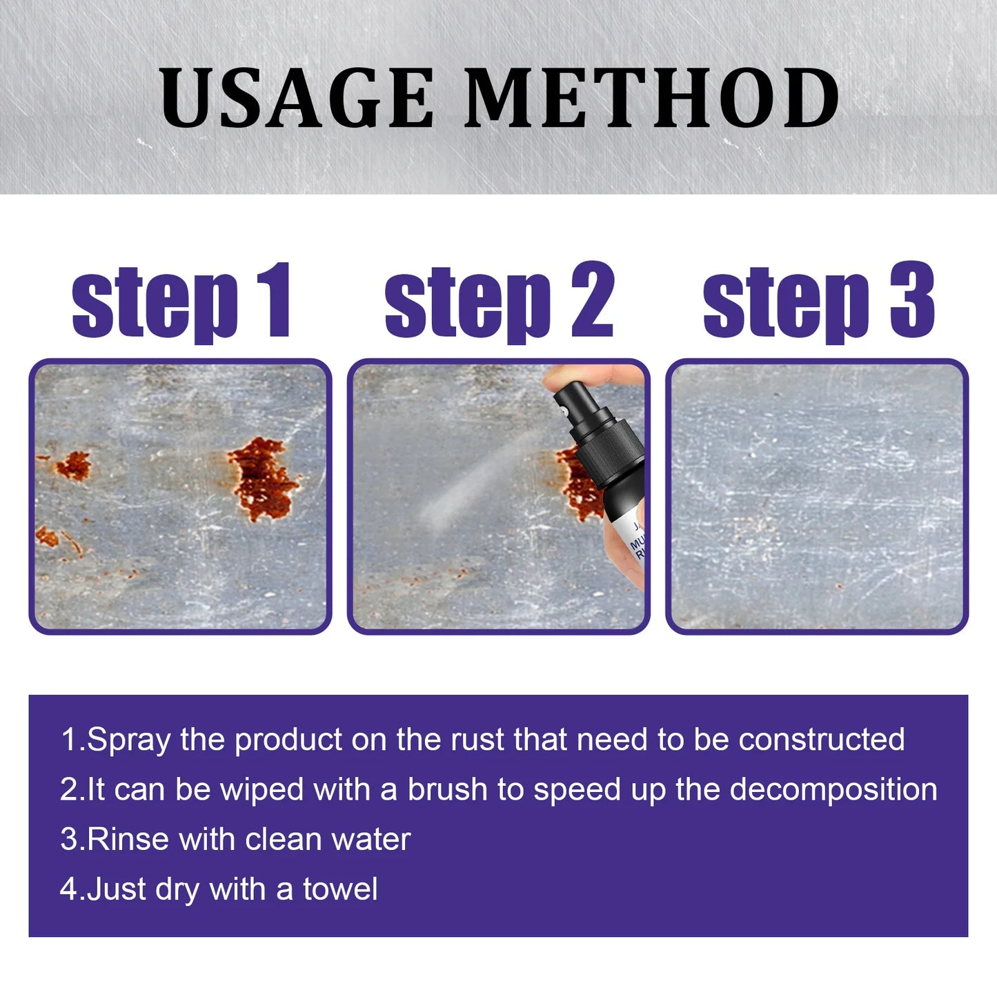 Car Rust Remover Auto Parts Maintenance Cleaner Remove Rust Spray Rapid Derusting Prevent Corrosion