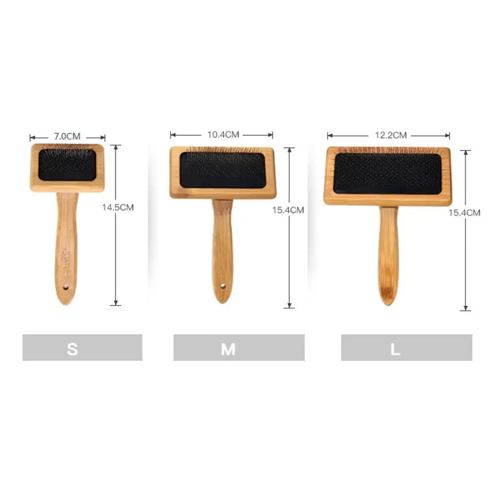 Natural Bamboo Handle Comb and Stainless Steel Hair Brush Dogs Cats Pets Accessories Tools Open Knot Pet Combs Durable Dense