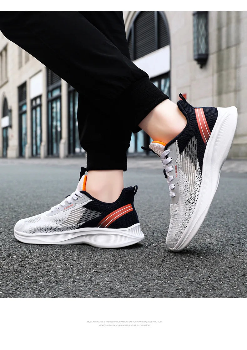 2024 Men's Shoes Spring fashion Soft sole sports single shoes flying woven Casual style men's Running shoes sneakers