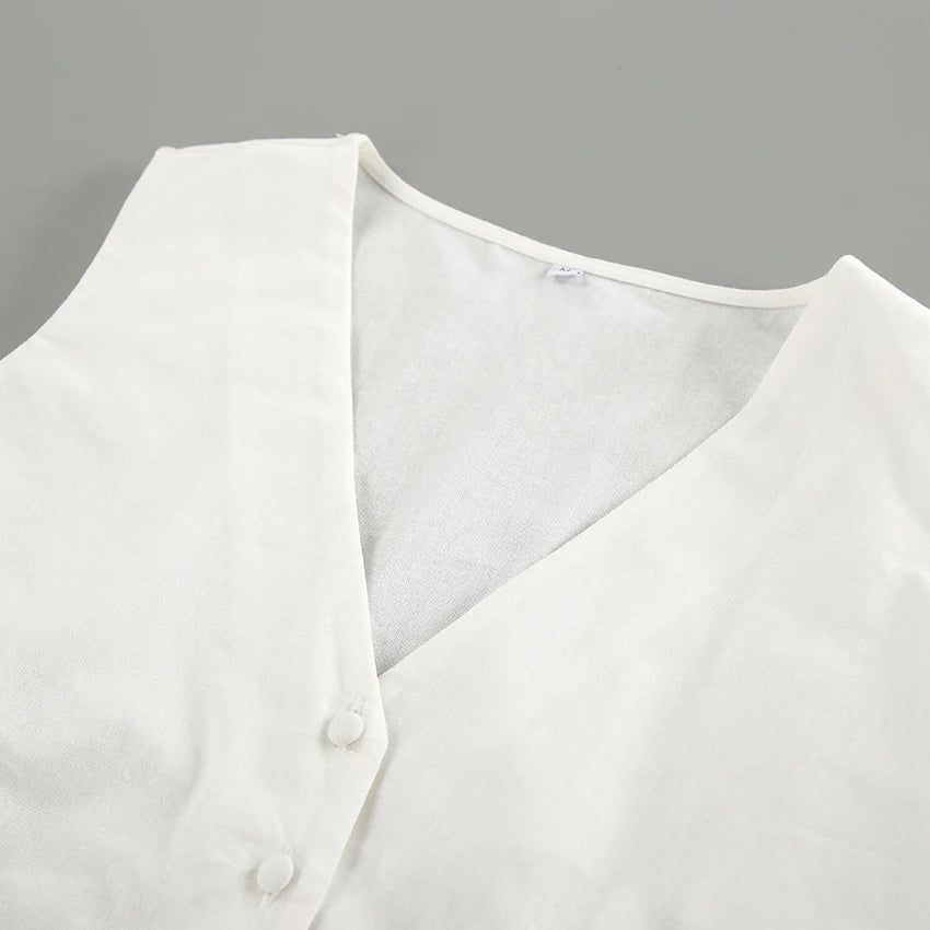 Mnealways18 White Cotton Pants Women's 2-Piece Set Clothing Linen Blazers Tops And Wide Leg Pants Elegant Women's Ensembles 2024