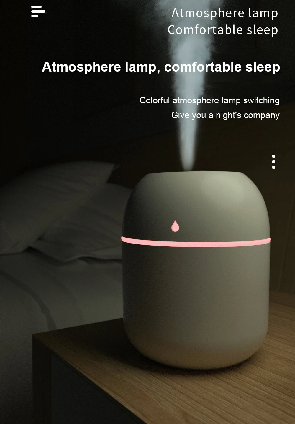 220ML Air Humidifier Ultrasonic Mini Car Aroma Diffuser Portable USB Essential Oils Purifiers LED Lamp Home Fragrance Products