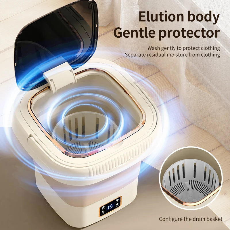 Folding washing machine 9L large capacity portable mini small washing machine underwear socks retractable automatic washing
