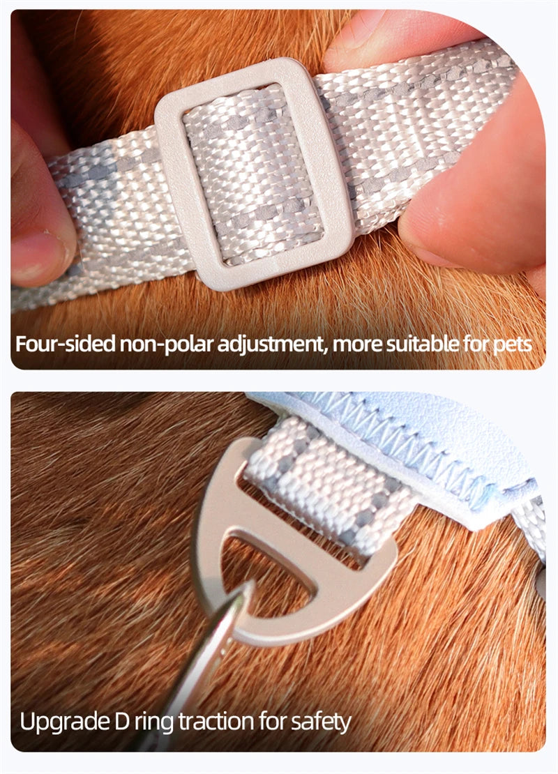 Dog Harness Leash Set Breathable Pet Chest Strap Reflective French Bulldog Vest Harness for Small Medium Dogs Puppy Collar Yorks