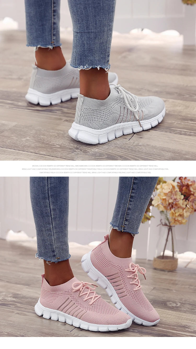 Women Mesh Breathable Shoes Slip on Flat Shoes Woman Tenis Ladies Casual Shoes Walking Footwear Sneakers Womens Vulcanize Shoes