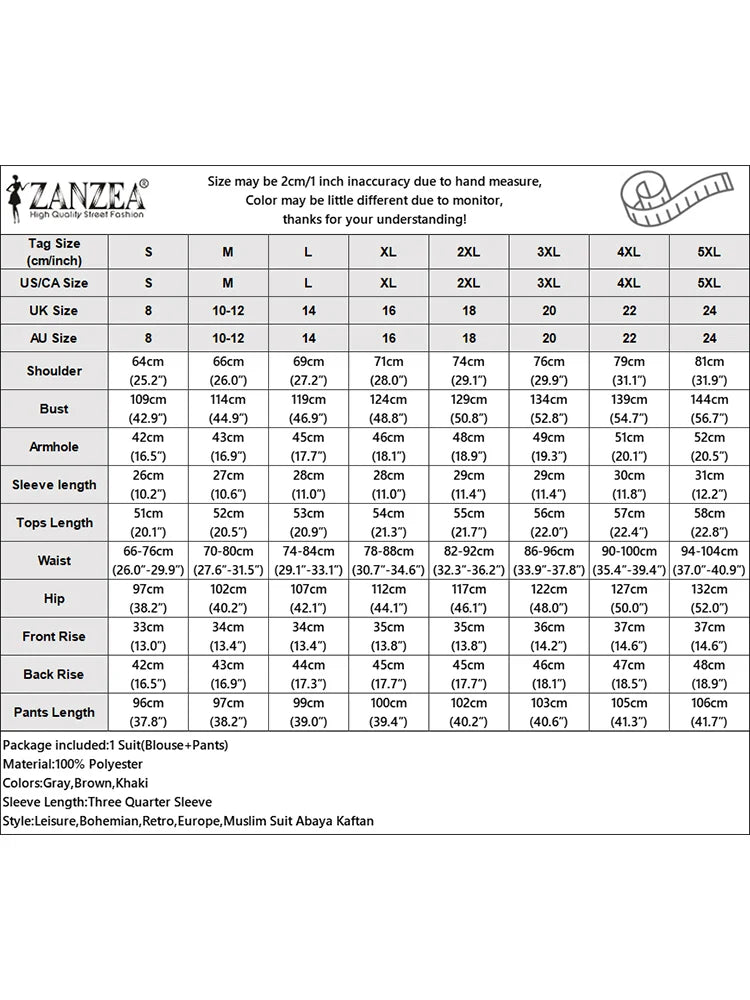 ZANZEA Spring Leopard Printed Matching Sets 3/4 Sleeve O-Neck Blouse Casual Trousers 2PCS Woman Fashion Party Suit Oversized