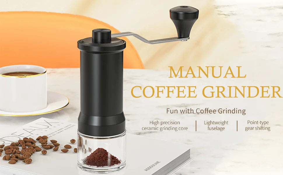 Manual Coffee Grinder Adjustable Fine Coarse Ceramics Conical Burr Hand Coffee Grinder Mill Convenient for Home Office Travel
