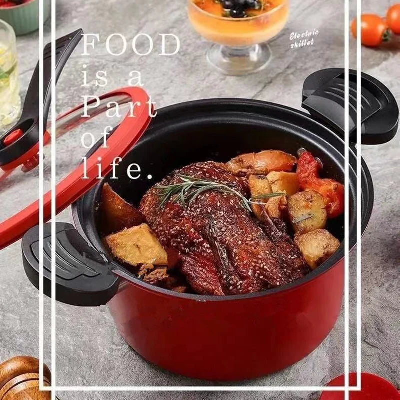 Advanced Red Thick 3.5L Non stick Pressure Pot with Micro Pressure Multi purpose Soup and Cooking Pot for Home and Kitchen -1Pcs