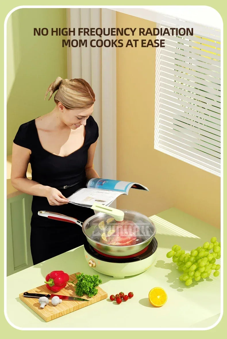 Portable Electric Induction Cooker 2000W Round Electromagnetic Oven Household Tea Boiling Stove