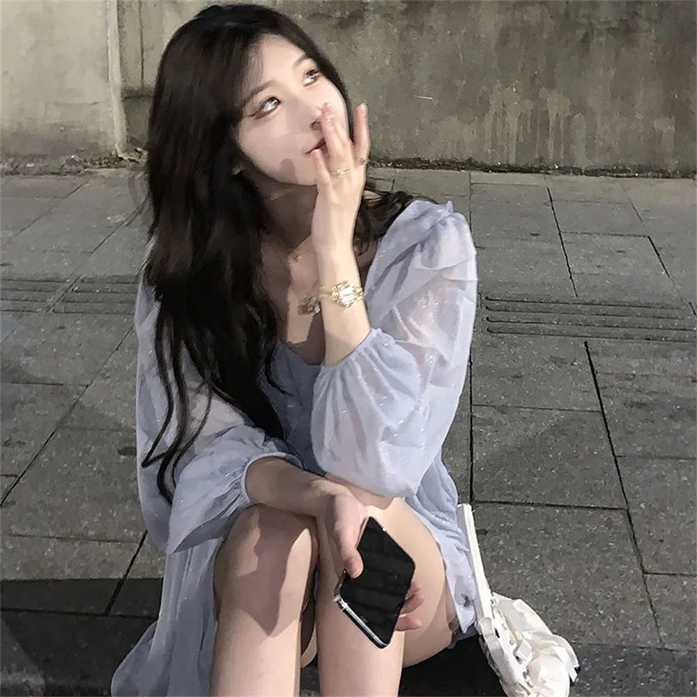 Blouse Women Elegant Ruffles Casual Solid New Chiffon Fashion Two-piece Daily Design Popular Basic Soft Tops Sweet Lady Shirts