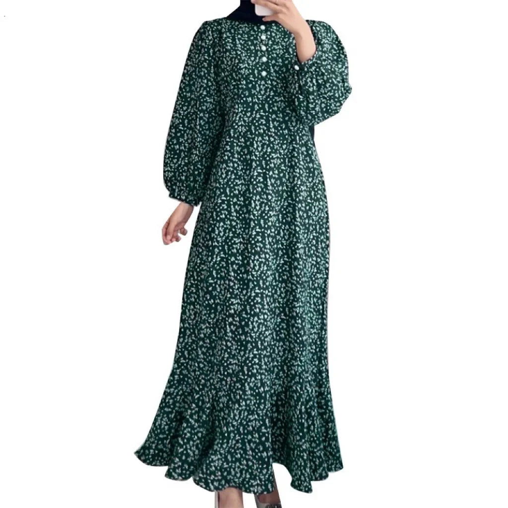 Eid Muslim Dress for Women Floral Ramadan Long Dresses Abaya Morocco Abayas Kaftan Islam Dubai Arab Modest Long Robe 2024