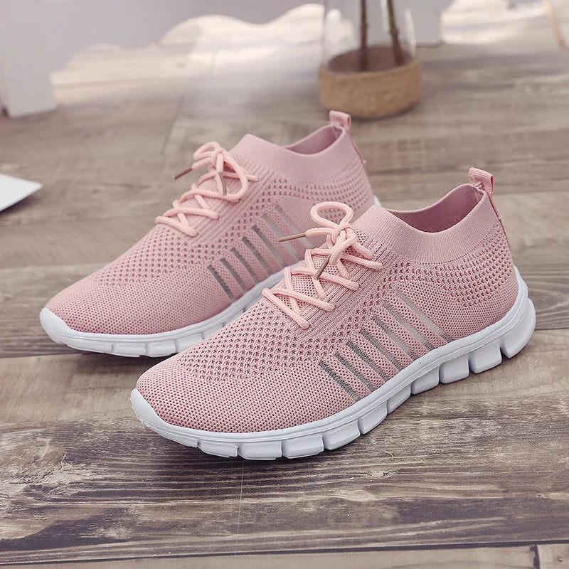 Women Mesh Breathable Shoes Slip on Flat Shoes Woman Tenis Ladies Casual Shoes Walking Footwear Sneakers Womens Vulcanize Shoes