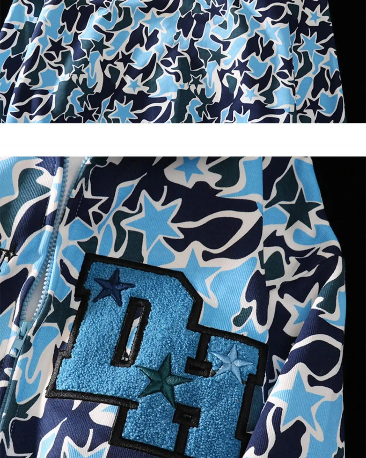 Harajuku Demon Embroidery Hoodies Oversized Camouflage Sweatshirt Gothic Goth Zip Up Hoodie Y2k Clothes Couples Streetwear Women
