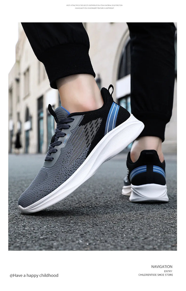 2024 Men's Shoes Spring fashion Soft sole sports single shoes flying woven Casual style men's Running shoes sneakers
