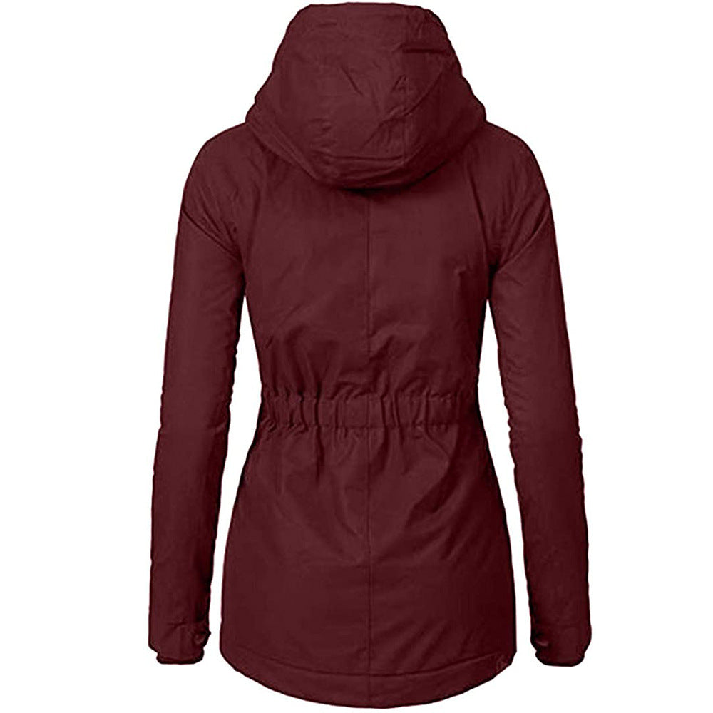 Women Splice Zipper hooded Coats