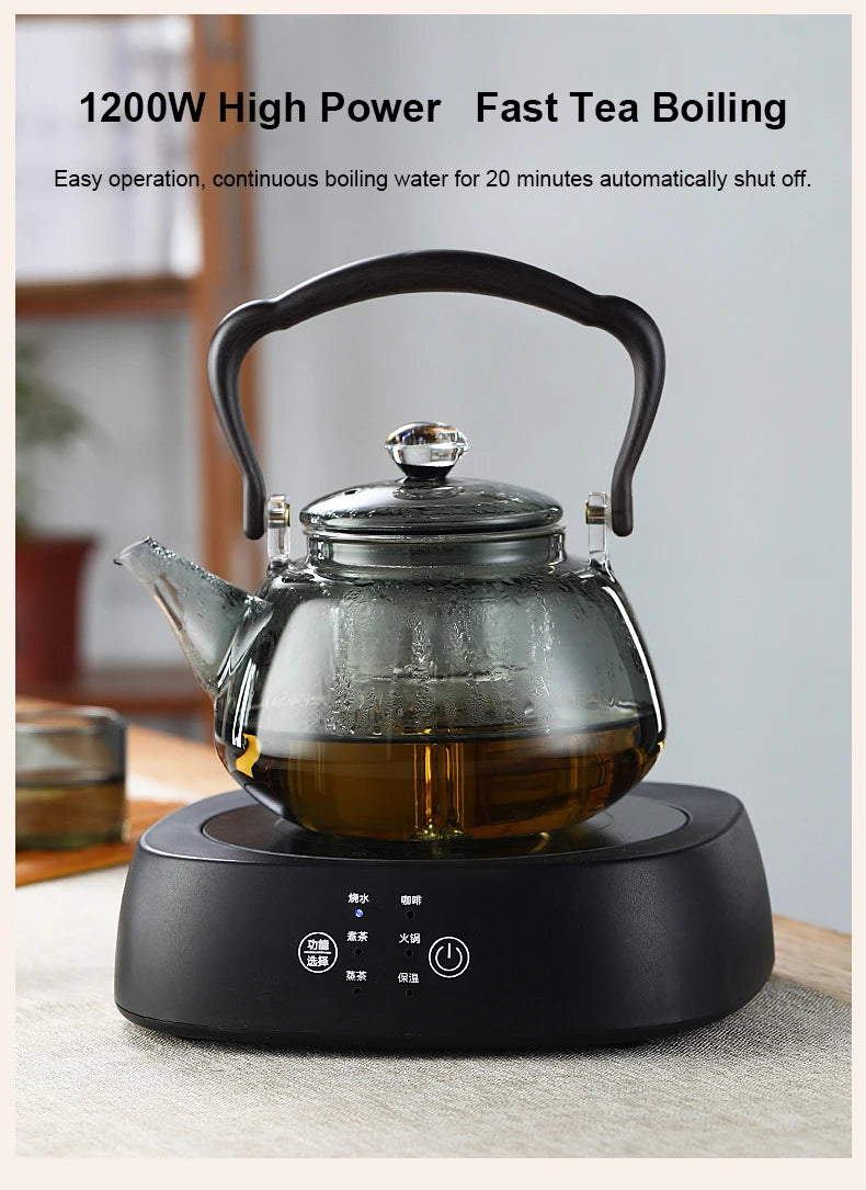 1200W Mini Electric Stove Portable Heating Furnace Cast Iron Hot Plate Coffee Milk Heater Temperature Adjustable Tea Warmer 15cm