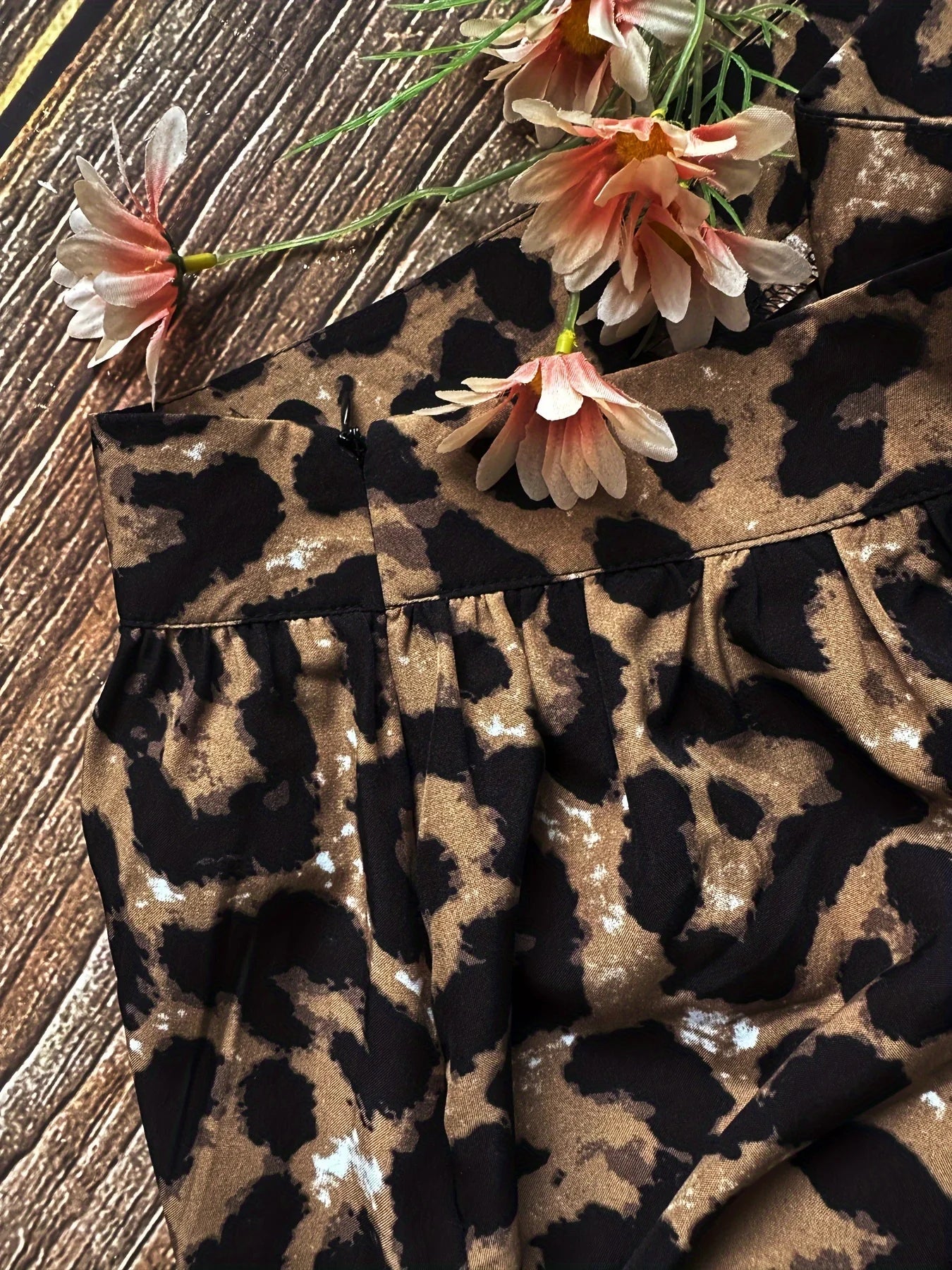 Plus Size Leopard Print Flared Maxi Skirt Perfect for Spring & Summer - Womens Casual Flowy Skirt for Regular Figures