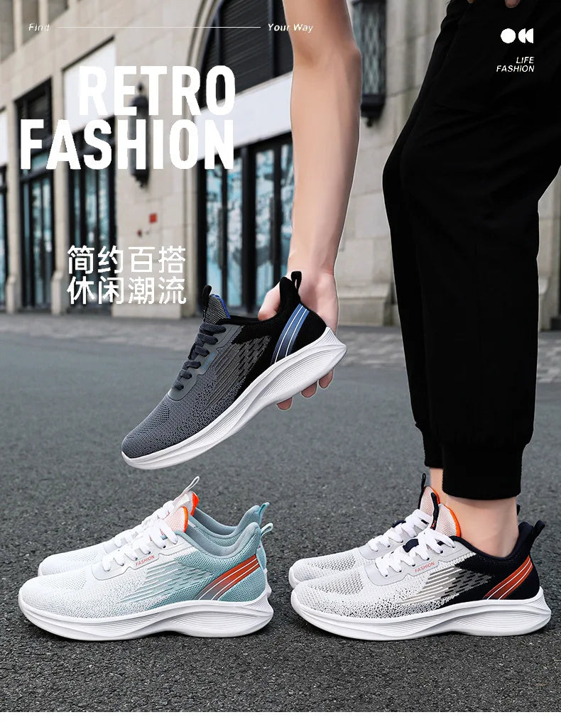 2024 Men's Shoes Spring fashion Soft sole sports single shoes flying woven Casual style men's Running shoes sneakers