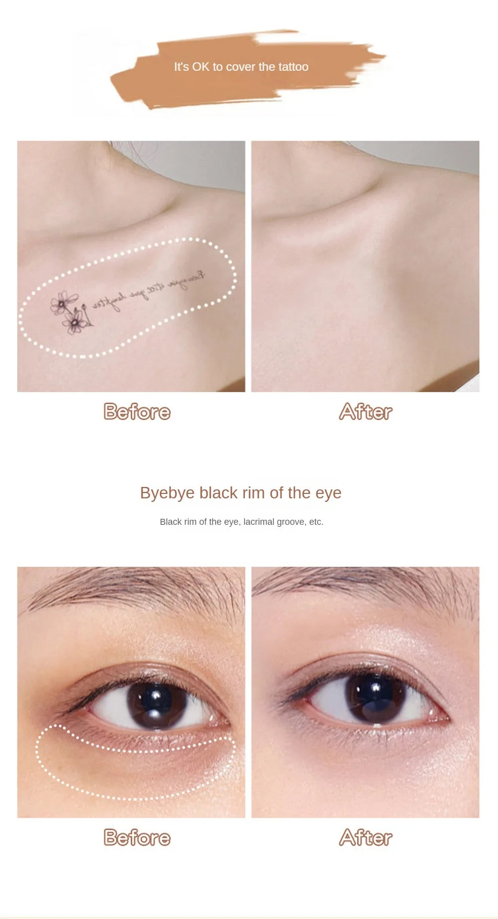 Concealer Eyebrow Pen Stick Natural Moisturizing Concealer Pencil Cover Spot Dark Circles Invisible Pores Waterproof Face Makeup