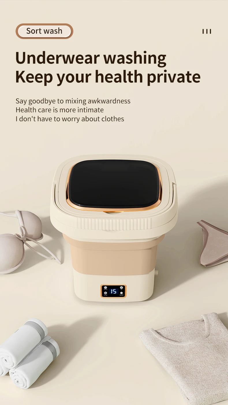 Folding washing machine 9L large capacity portable mini small washing machine underwear socks retractable automatic washing