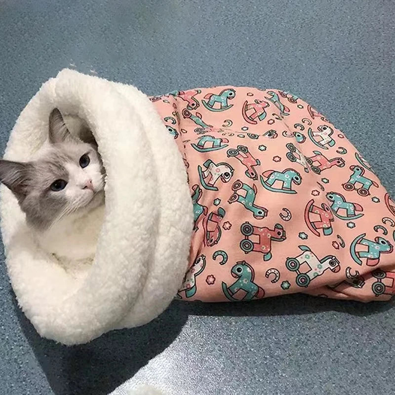 Warm Cat Sleeping Bag Soft Cat Bed Comfortable Tunnel Cat Nest Closed Pet House for Cats Lovely Cat Nest 2.5-7kg Cat Accessories
