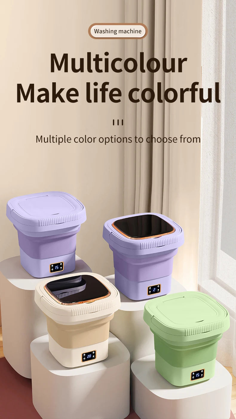 Folding washing machine 9L large capacity portable mini small washing machine underwear socks retractable automatic washing
