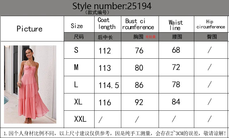 European And American Women's New Spliced Suspender Long Backless Tie Big Swing Dress With Lining