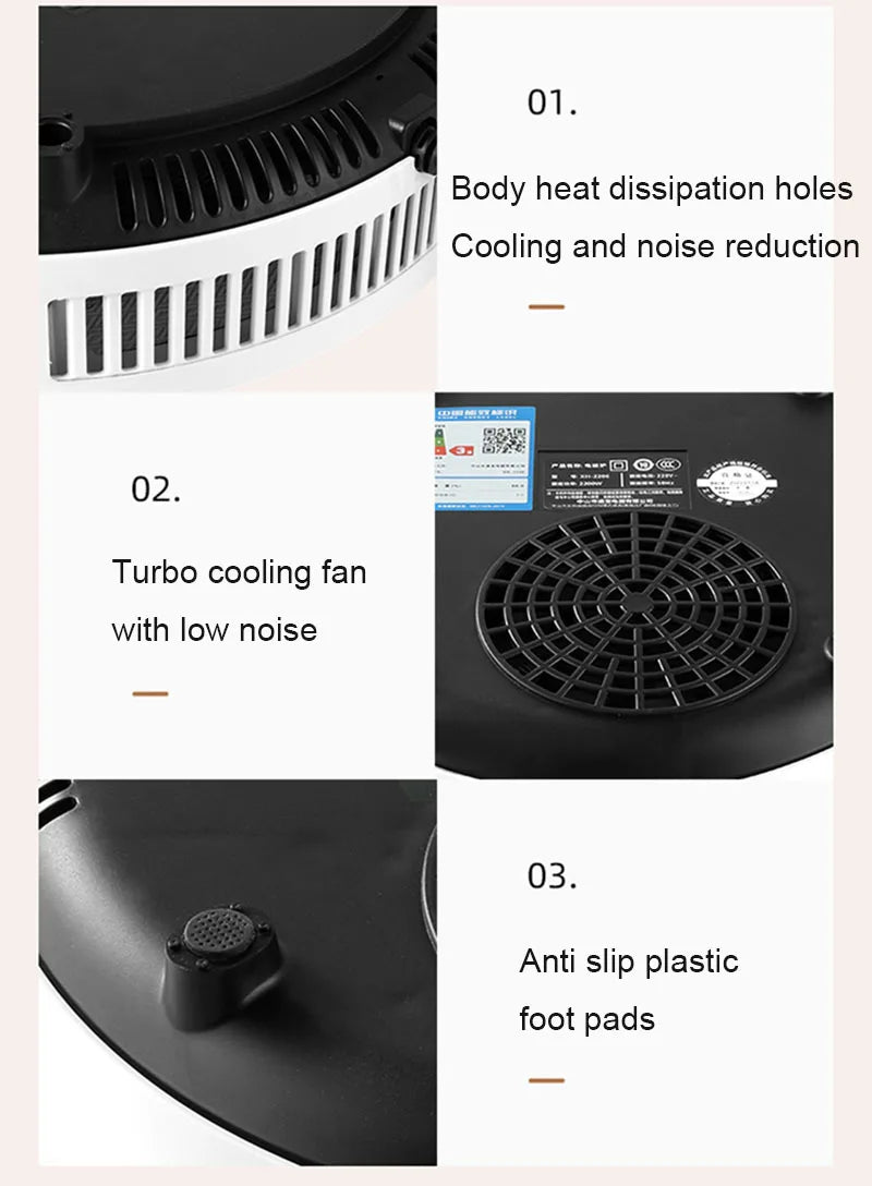 DMWD 2200W Electric Induction Cooker Household Round Smart Heat Plate Creative Precise Control Cookers Hob Cooktop Plate Hot Pot