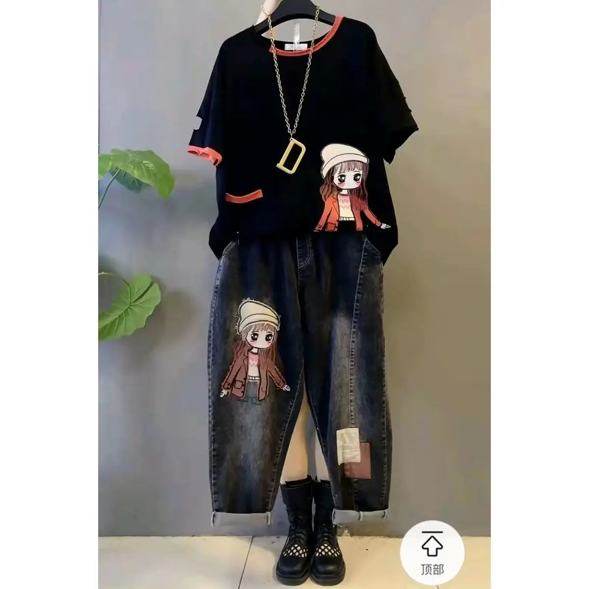 Age Reduction Suit Women's 2023 New Spring and Summer Slim Short Sleeve Top Casual Jeans Elegant Women's Two-piece Set