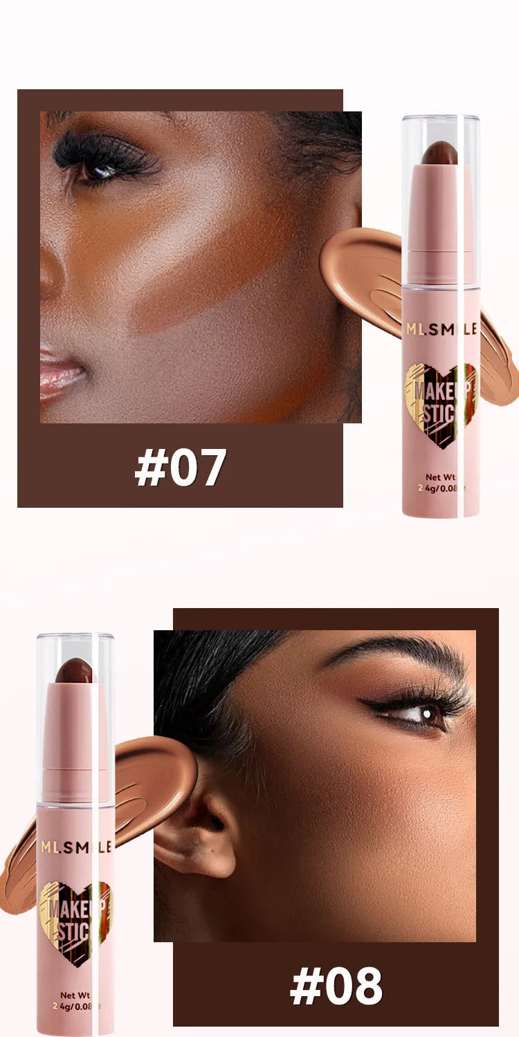MLSMILE 8 Color High Gloss Pearl Contouring Stick Face Brightening Sleeper Silkworm Pen three-dimensional Face contour Shadow